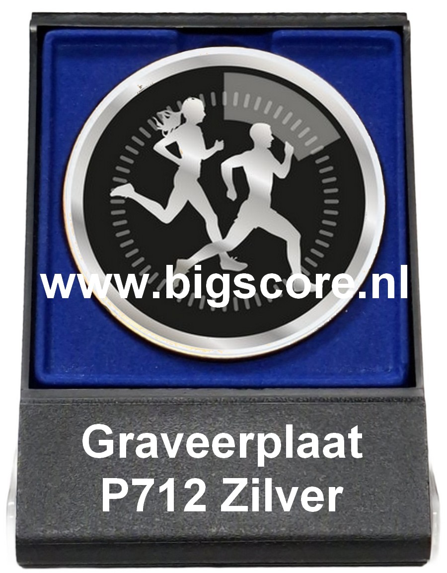 Hardlopen Acryl in medailledoosje Blauw-Zwart G/Z/B
